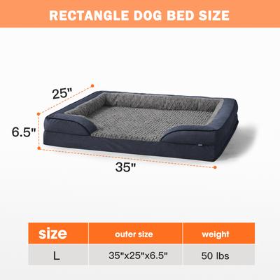 Show full view: JOEJOY Memory Foam Calming Orthopedic Bolster Dog Bed with Removable Cover, Dark Grey, Large: 35 x 25 x 6.5-in slide 6 of 8