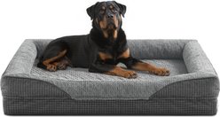 JOEJOY Egg Crate Foam Square Orthopedic Bolster Dog Bed with Removable Cover, Grey, 48 x 35 x 7.5-in
