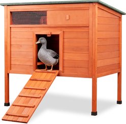 FunXplore Outside Duck Coop with Pull Out Tray, Orange, 41.2 x 27.6 x 39.2-in