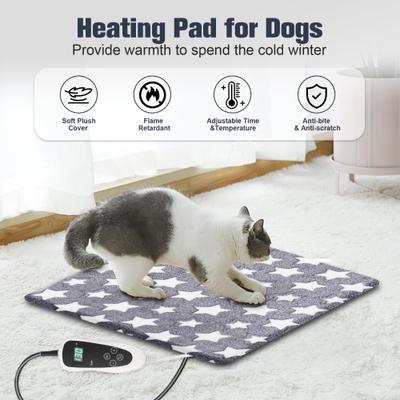 Show full view: Decflow Waterproof Indoor 11 Adjustable Temperature with Timer Dog & Cat Heating Pad with Chew Resistant Cord Star, Grey, Small: 18 × 18-in slide 7 of 7