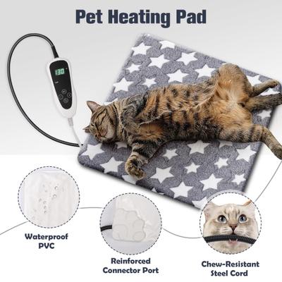 Show full view: Decflow Waterproof Indoor 11 Adjustable Temperature with Timer Dog & Cat Heating Pad with Chew Resistant Cord Star, Grey, Small: 18 × 18-in slide 5 of 7