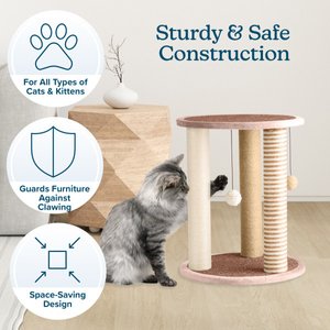 Pet Adobe 19.25-in Polyester Cat Scratching Post with Toys, Brown