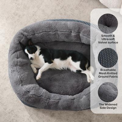 Show full view: JOEJOY Square Washable Bolster Dog Bed, Grey, Medium: 30 x 24 x 9-in slide 2 of 8
