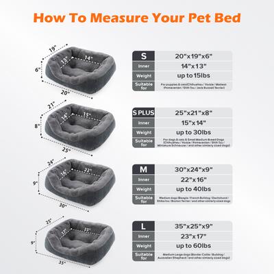Show full view: JOEJOY Square Washable Bolster Dog Bed, Grey, Medium: 30 x 24 x 9-in slide 5 of 8