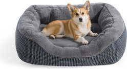 JOEJOY Square Washable Bolster Dog Bed, Grey, Small Plus: 25 x 21 x 8-in