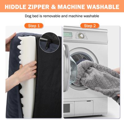 Show full view: JOEJOY Memory Foam Calming Orthopedic Bolster Dog Bed with Removable Cover, Dark Grey, Large: 35 x 25 x 6.5-in slide 7 of 8