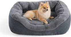 JOEJOY Square Washable Bolster Dog Bed, Grey, Small: 20 x 19 x 6-in