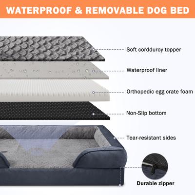 Show full view: JOEJOY Memory Foam Calming Orthopedic Bolster Dog Bed with Removable Cover, Dark Grey, Large: 35 x 25 x 6.5-in slide 4 of 8