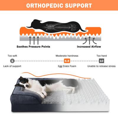 Show full view: JOEJOY Memory Foam Calming Orthopedic Bolster Dog Bed with Removable Cover, Dark Grey, Large: 35 x 25 x 6.5-in slide 2 of 8