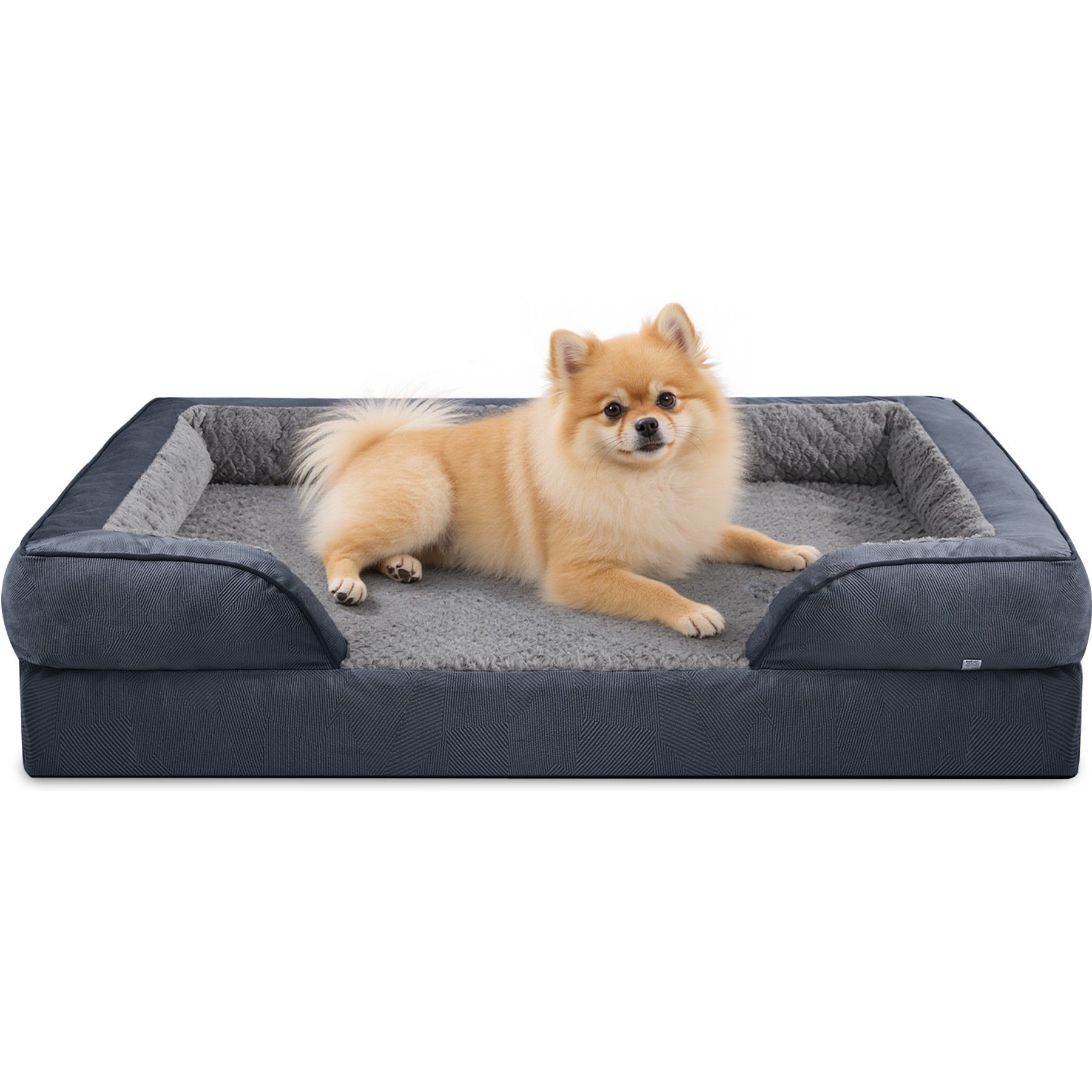 JOEJOY Orthopedic Waterproof, Egg-Crate Foam Puppy, Dog & Cat Couch Bed with Washable Removable Cover, Dark Gray, Medium: 28 x 23 x 6.5-in