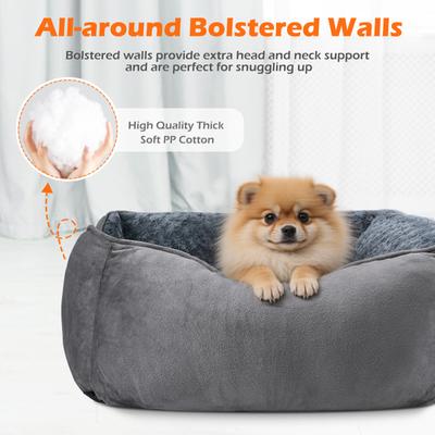 Show full view: JOEJOY Calming Washable Square Bolster Dog Sofa Bed, Grey, XX-Large: 42 x 30 x 10-in slide 2 of 8