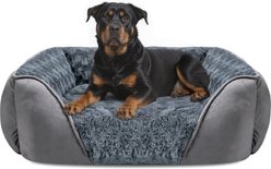 JOEJOY Calming Washable Square Bolster Dog Sofa Bed, Grey, XX-Large: 42 x 30 x 10-in