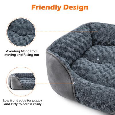 Show full view: JOEJOY Calming Washable Square Bolster Dog Sofa Bed, Grey, XX-Large: 42 x 30 x 10-in slide 5 of 8
