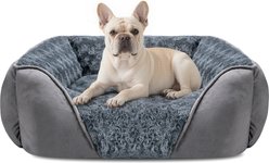 JOEJOY Calming Washable Square Bolster Dog Sofa Bed, Grey, Medium: 25 x 21 x 8-in