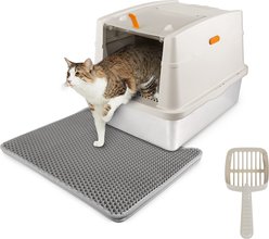 allforpaws Go Fresh Stainless Steel Hooded Cat Litter Box, Sand