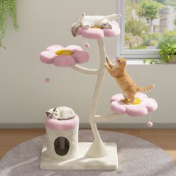 Coziwow 57-in Flower Plush Iron Frame Cat Tree & Condo
