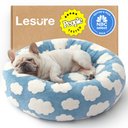 Lesure Calming Cute Modern Plush Jacquard Shaggy Orthopedic Anti-Slip Donut Dog & Cat Bed with Removable Cover, Blue, Medium