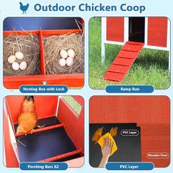 FunXplore Insulated Wooden Chicken Coop, 55.2 x 29.6 x 39.4-in, Red slide 2 of 8