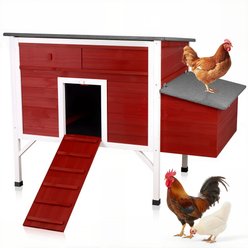 FunXplore Outdoor Wooden Chicken Coop, 55.2 x 29.6 x 39.4-in, Red