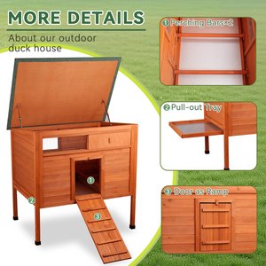 FunXplore Outside Duck Coop with Pull Out Tray, Orange, 41.2 x 27.6 x 39.2-in
