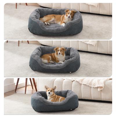 Show full view: JOEJOY Square Washable Bolster Dog Bed, Grey, Medium: 30 x 24 x 9-in slide 8 of 8