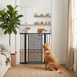 Unipaws Metal Geometric Cutout Pressure Mount Dog Gate, Black, Fits 29 to 43-in wide