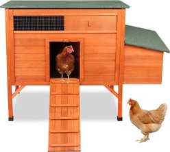 FunXplore Outdoor Wooden Chicken Coop, 55.2 x 29.6 x 39.4-in, Orange