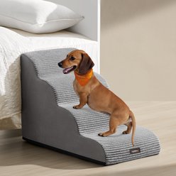 FEANDREA Anti-Slip Dog Steps with Removable Washable Cover, Gray, 4 Step