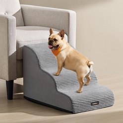 FEANDREA Anti-Slip Dog Steps with Removable Washable Cover, Gray, 3 Step