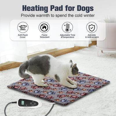 Show full view: Decflow Waterproof Indoor 11 Adjustable Temperature with Timer Dog & Cat Heating Pad with Chew Resistant Cord Paw, Grey, Small: 18 × 18-in slide 7 of 7