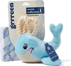 Grrreen Rope Whale Squeaky Plush Dog Toy, Medium