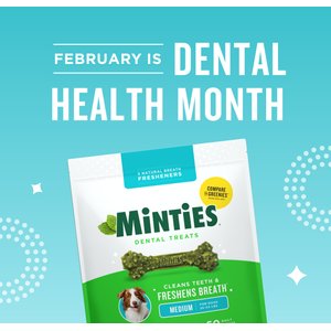 Minties Medium Mint Flavored Dental Treats for Dogs, 25-50 lbs, 32-oz, 40 count