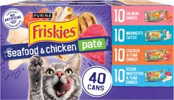 Purina Friskies Seafood & Chicken Pate Favorites Variety Pack Wet Cat Food, 5.5-oz can, case of 40