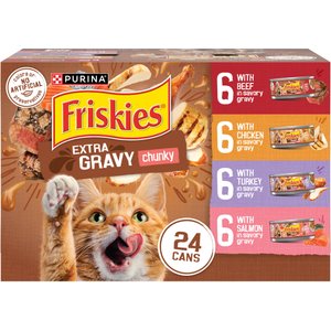 Friskies Extra Gravy Chunky Variety Pack Canned Cat Food, 5.5-oz, case of 24