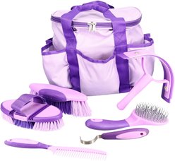 Tough1 Great Grips 6-Piece Horse Brush Set with Bag, 11 x 9 x 8-in, Purple/Light Purple