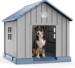 Cesicia Resin Outdoor Dog House, 33.7-in, Blue