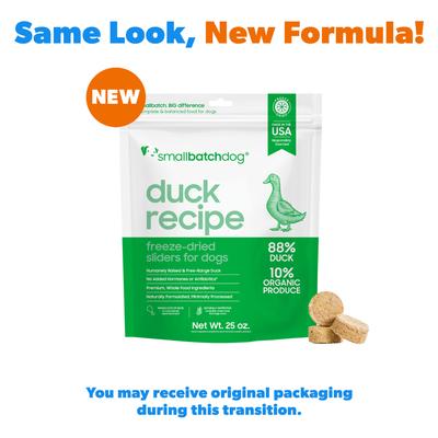 Show full view: Smallbatch Pets Duck Freeze-Dried Raw Sliders Grain-Free Dry Dog Food, 25-oz bag slide 3 of 10