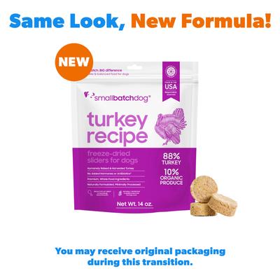 Show full view: Smallbatch Pets Turkey Freeze-Dried Raw Sliders Grain-Free Dry Dog Food, 14-oz bag slide 3 of 10