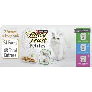 Fancy Feast Gourmet Petites Gravy Collection Variety Pack Wet Cat Food, 48 servings, 2.8-oz tray, case of 24