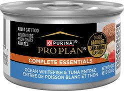 Purina Pro Plan Ocean Whitefish & Tuna Classic Entree Grain-Free Canned Cat Food, 3-oz can, case of 24