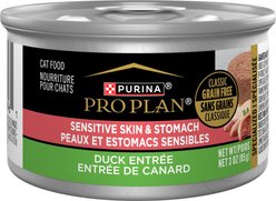 Purina Pro Plan Focus Sensitive Skin & Stomach Classic Duck Grain-Free Entree Canned Cat Food, 3-oz, case of 24