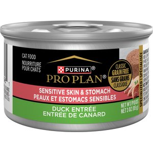 Purina Pro Plan Focus Sensitive Skin & Stomach Classic Duck Grain-Free Entree Canned Cat Food, 3-oz, case of 24