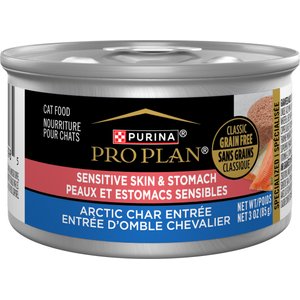 Purina Pro Plan Focus Sensitive Skin & Stomach Classic Arctic Char Grain-Free Entree Canned Cat Food, 3-oz can, case of 24