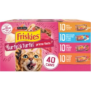Friskies Surfin' & Turfin' Favorites Variety Pack Canned Cat Food, 5.5-oz, case of 40