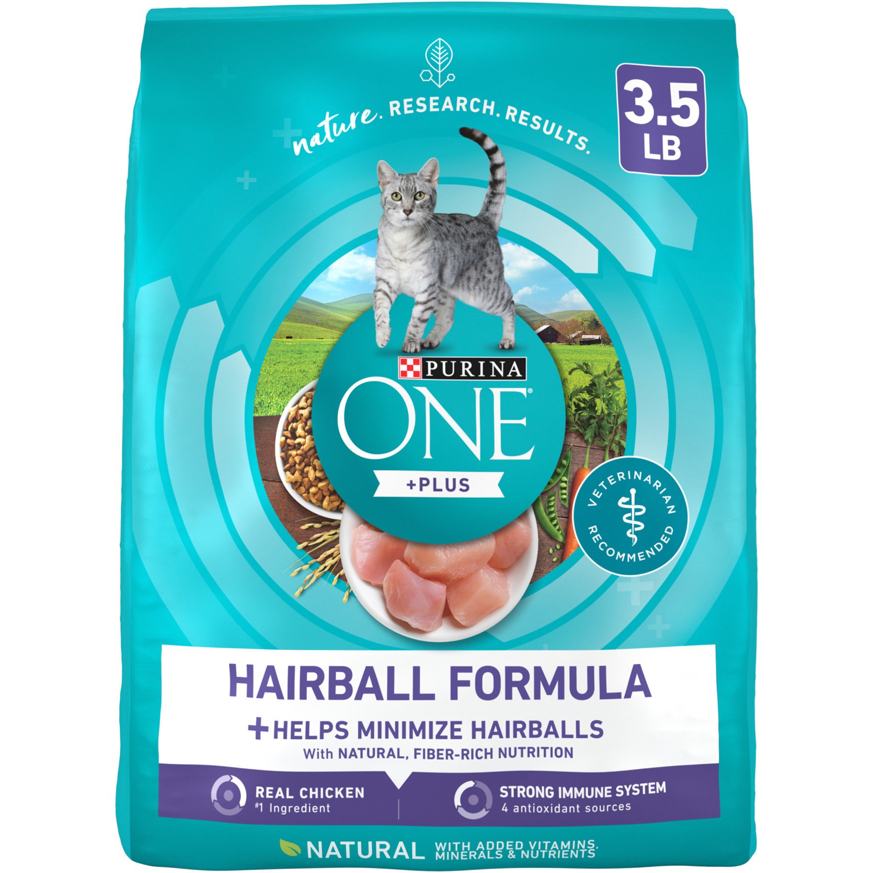Purina ONE +Plus Hairball Formula Natural Adult Dry Cat Food, 3.5-lb bag
