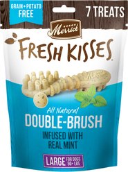 Merrick Fresh Kisses Double-Brush Mint Breath Strip Infused Large Dental Dog Treats, 7 count