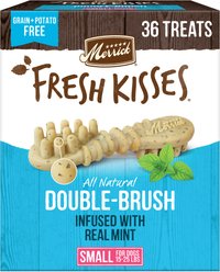 Merrick Fresh Kisses Double-Brush Mint Breath Strip Infused Small Dental Dog Treats, 36 count