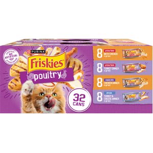 Friskies Poultry Adult Chicken & Turkey in Gravy Variety Pack Canned Cat Food, 5.5-oz, case of 32