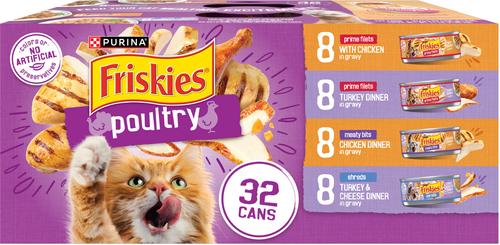Friskies Poultry Adult Chicken & Turkey in Gravy Variety Pack Canned Cat Food