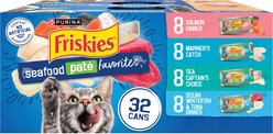 Purina Friskies Seafood Favorites Wet Cat Food Variety Pack, 5.5-oz can, case of 32